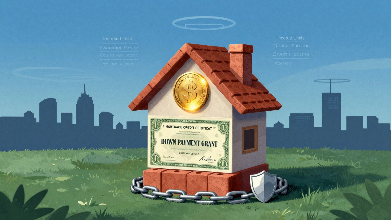 Abstract house built from financial aid components, symbolizing Arkansas first-time buyer assistance program.