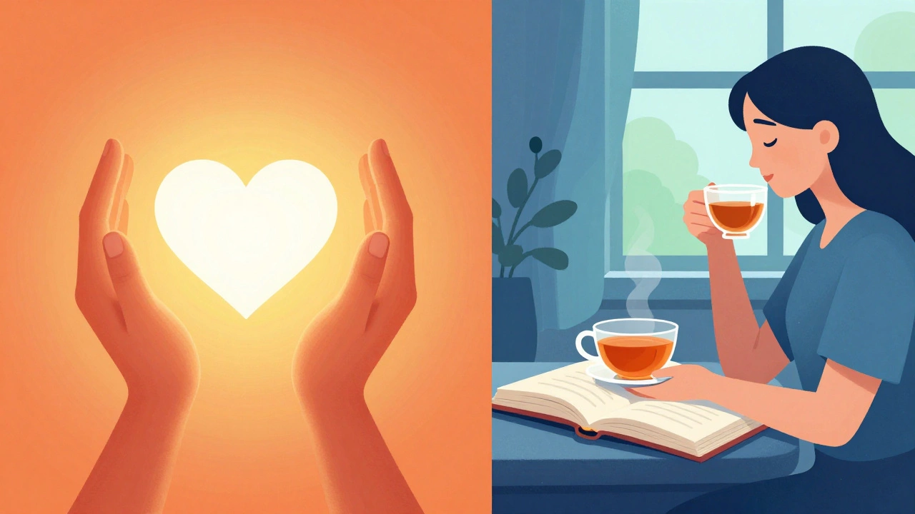 Conceptual art showing the balance between volunteering passion and personal self-care.