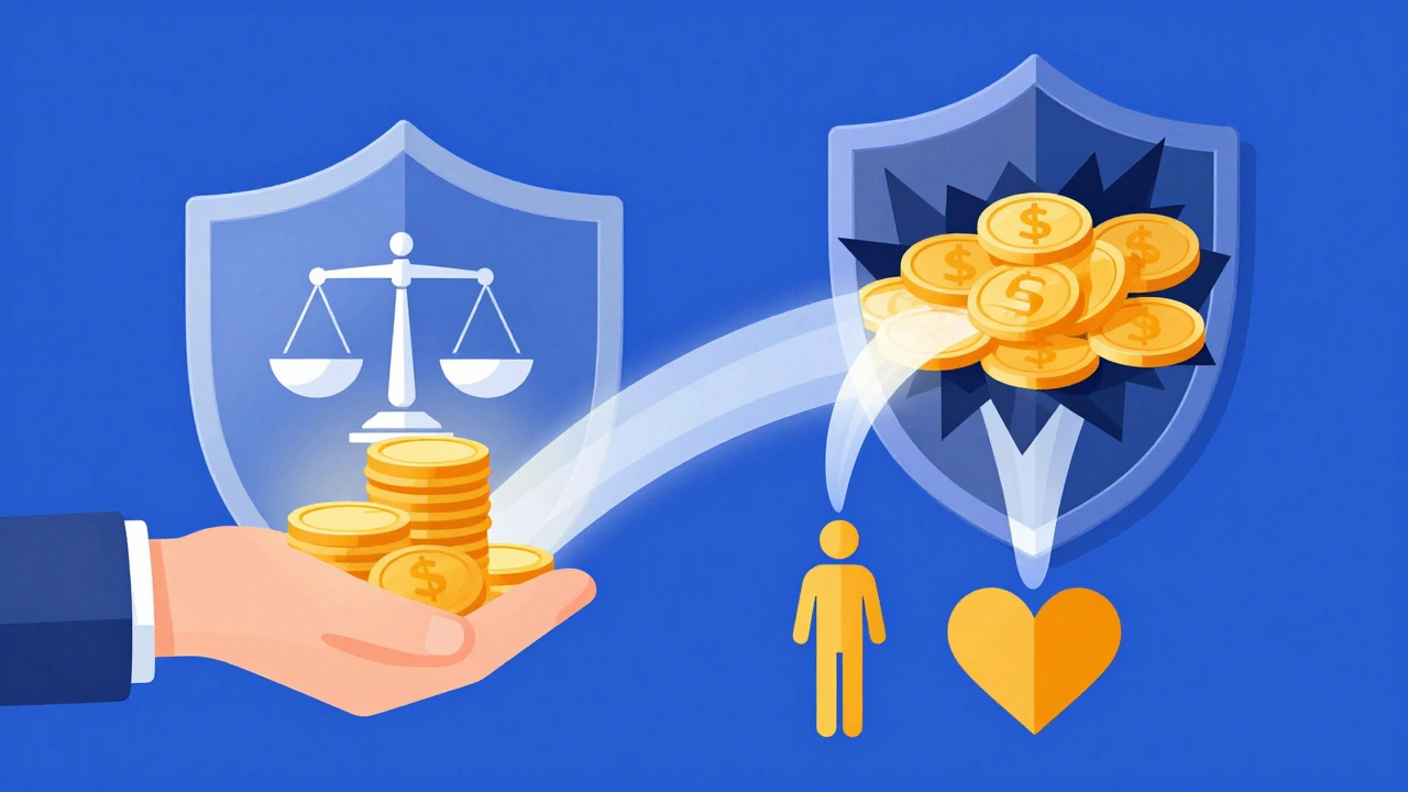 Conceptual graphic showing assets protected from taxes by a trust structure