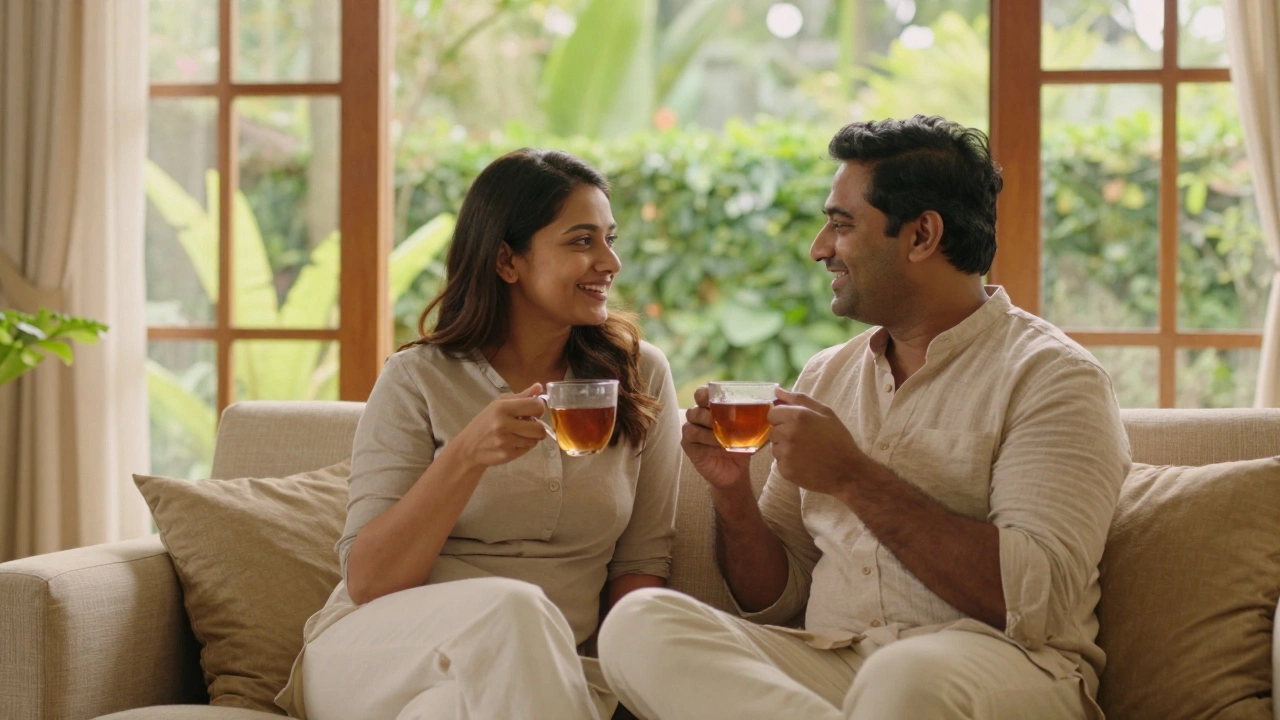 Couple relaxing peacefully at home enjoying quiet afternoon