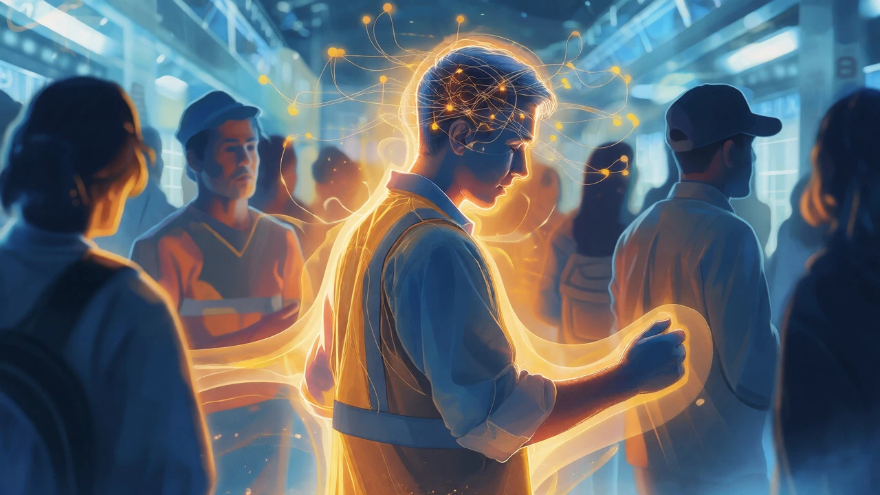 Volunteer surrounded by a glowing aura symbolizing mental well-being